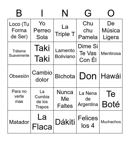 BINGO MUSICAL Bingo Card
