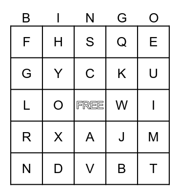 Alphabet Bingo Card