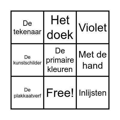 Kunt en cultuur Bingo Card