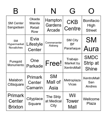 2026 Metro Manila Malls Bingo Card
