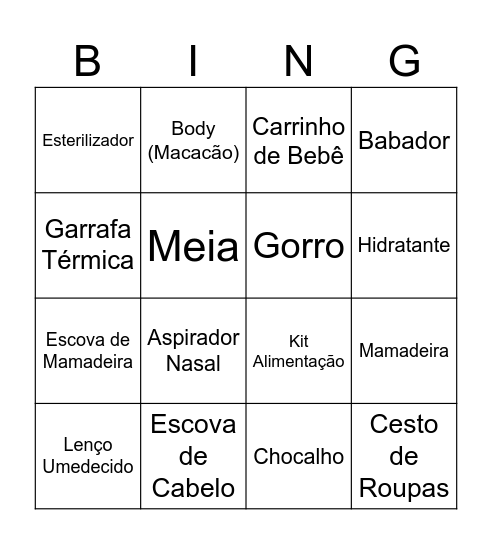 Bingo da Elisa Bingo Card
