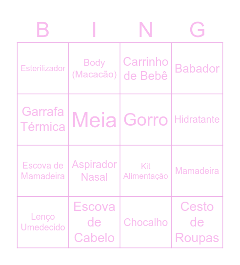 BINGO DA ELISA Bingo Card