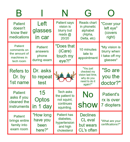 Holiday Bingo!! Bingo Card