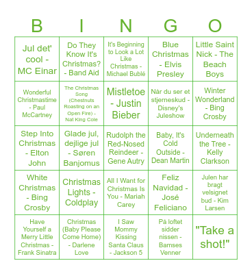 Sanos: Christmas Music Bingo Card