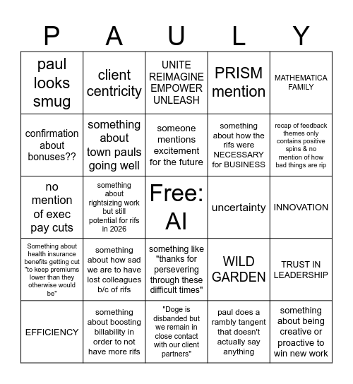 q4 all staff uwu Bingo Card