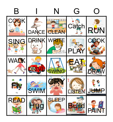 Action verbs! Bingo Card