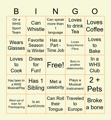 "Rockin' Around" Bingo Card