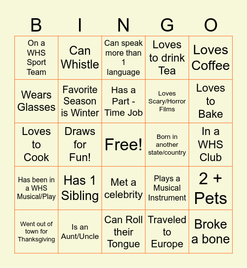 "Rockin' Around" Bingo Card