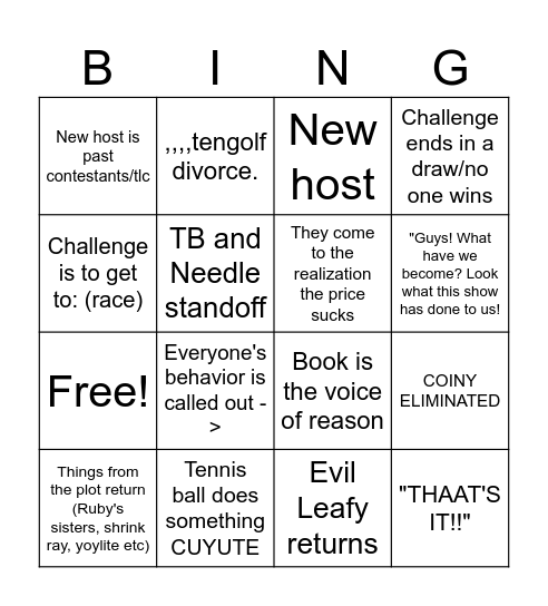 Bfdia predictions Bingo Card
