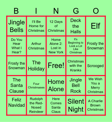 Holiday Bingo Bash Bingo Card