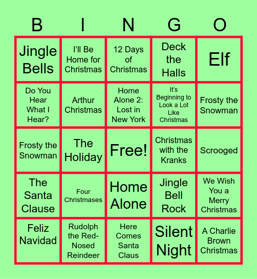 Holiday Bingo Bash Bingo Card