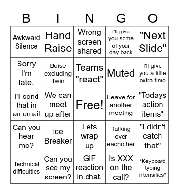 Teams BINGO Card