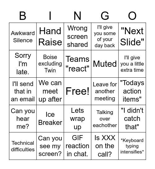 Teams BINGO Card