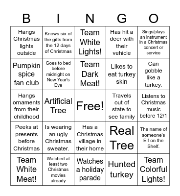 SGC Holiday Mash Up Bingo Card