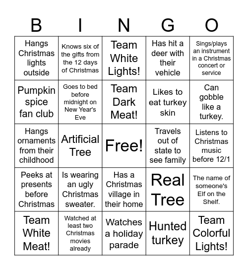 SGC Holiday Mash Up Bingo Card