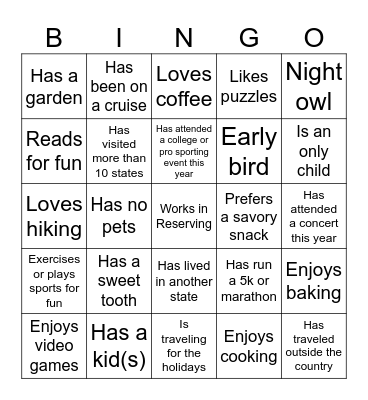 NW Reserving Bingo - No Pets, Only Child Bingo Card