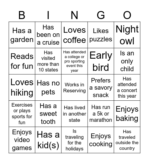 NW Reserving Bingo - No Pets, Only Child Bingo Card