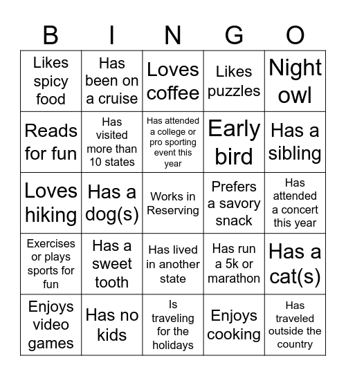 NW Reserving Bingo - No Kids Bingo Card