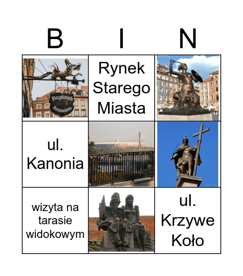 Szlakiem legend warszawskich Bingo Card