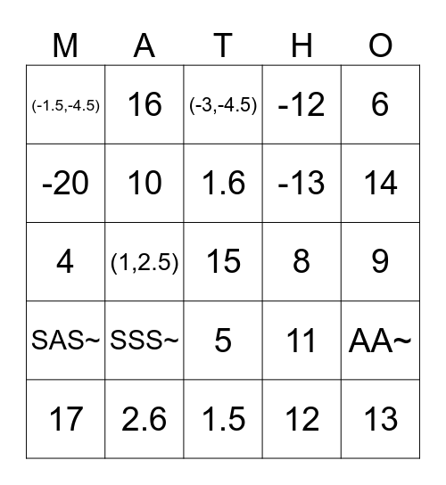 Unit 4 Review Bingo Card