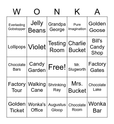 WONKA BINGO Card