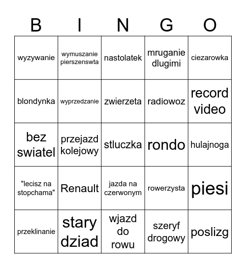 Bingo stopcham Bingo Card