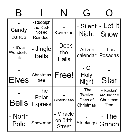 CMAT Holiday Bingo Card