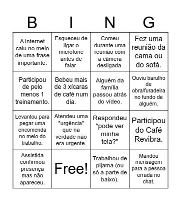 Bingo da Revibra Bingo Card