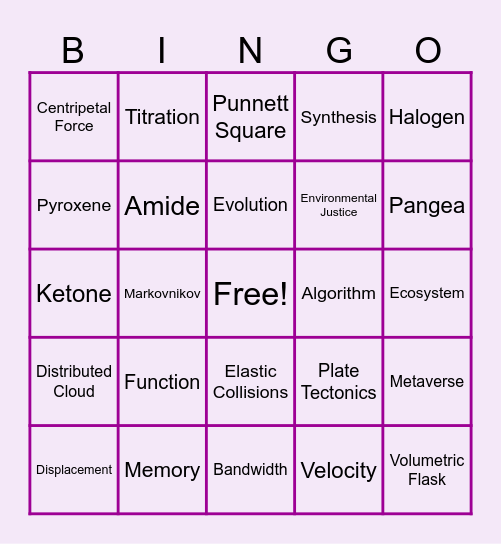 Women in STEM Bingo Card
