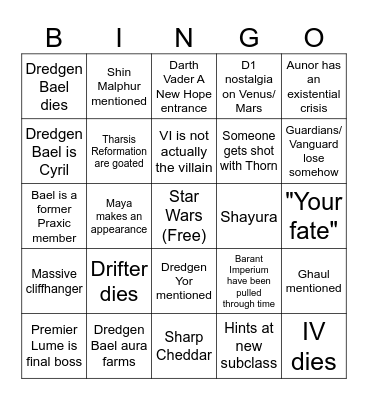 Renegades Campaign Bingo Card