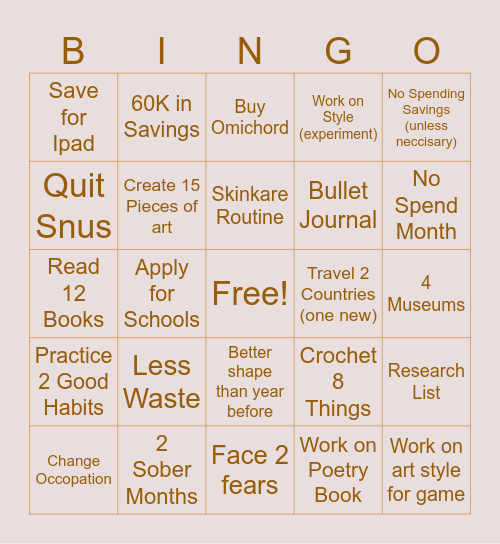 2026 Bingo Card