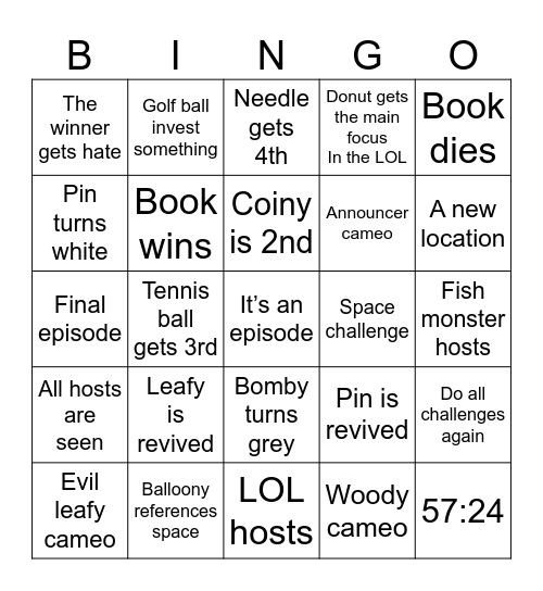 BFDIA 23 predictions Bingo Card