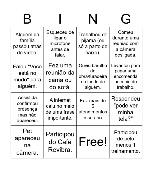 Bingo Revibra Bingo Card