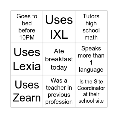 Meet the Team Bingo Card