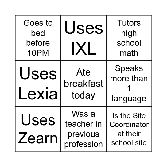 Meet the Team Bingo Card