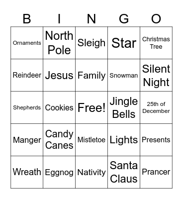 Christmas Bingo Card