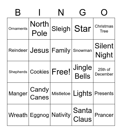 Christmas Bingo Card