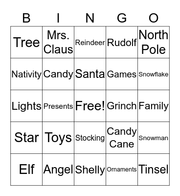 Christmas Bingo Card