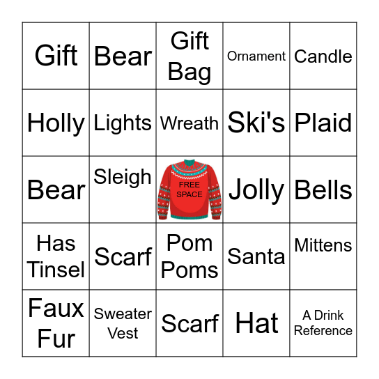 UGLY SWEATER BINGO Card