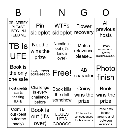 BFDIA 23 Bingo Card