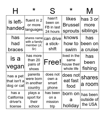 Find someone who... Bingo Card