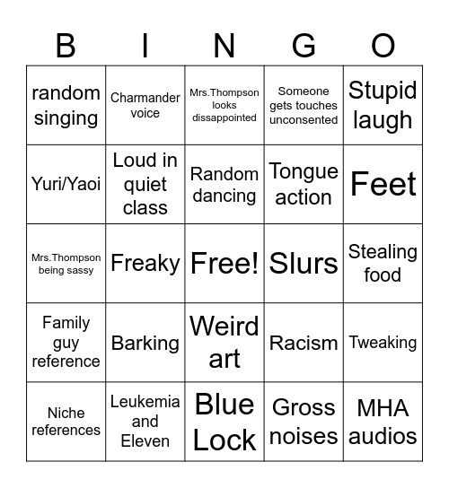 AUGH Bingo Card