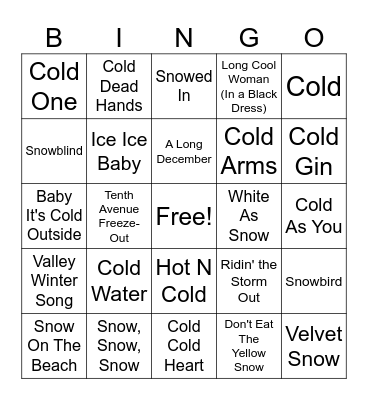 Snow Day Bingo Card