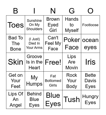Anatomy Bingo Card