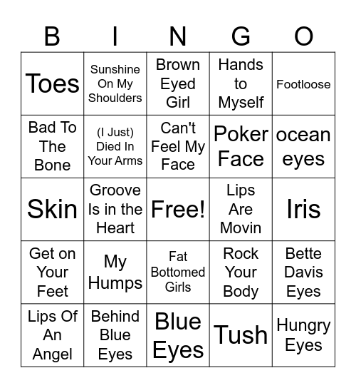 Anatomy Bingo Card