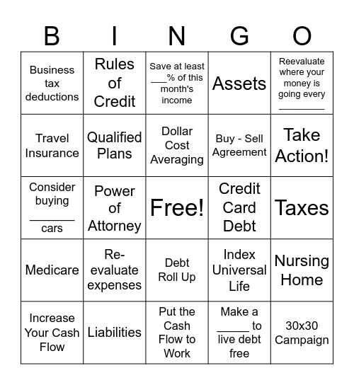 Workshop 2 Bingo Card