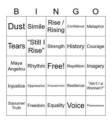 Freedom Bingo Review Activity Bingo Card