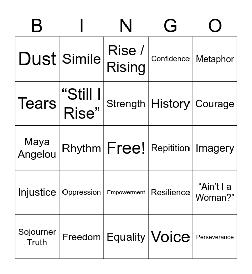 Freedom Bingo Review Activity Bingo Card