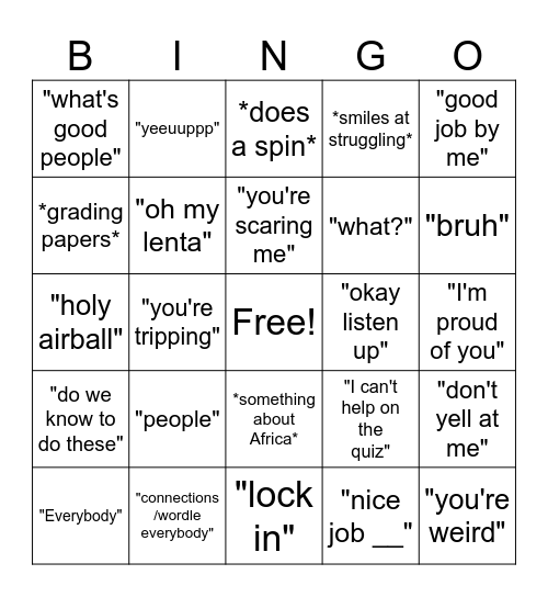Murphy Bingo Card
