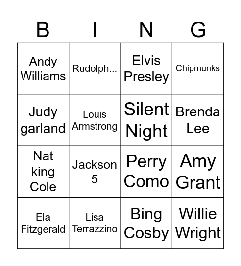 F A SOUP & CAROLS Bingo Card